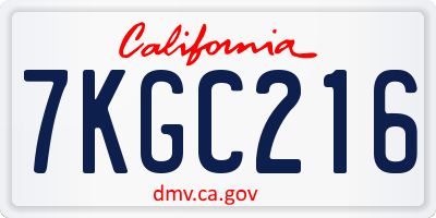 CA license plate 7KGC216