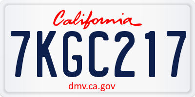 CA license plate 7KGC217