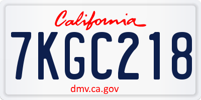 CA license plate 7KGC218