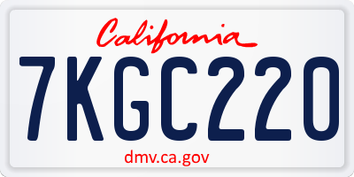 CA license plate 7KGC220
