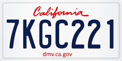 CA license plate 7KGC221