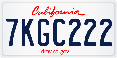 CA license plate 7KGC222