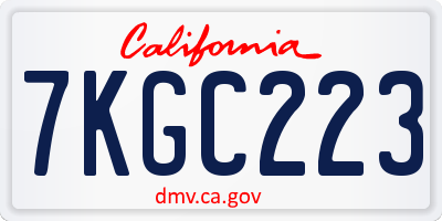 CA license plate 7KGC223