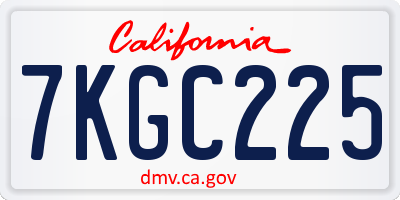 CA license plate 7KGC225