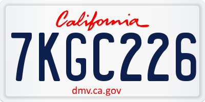 CA license plate 7KGC226