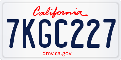CA license plate 7KGC227