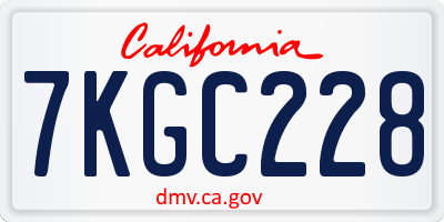 CA license plate 7KGC228