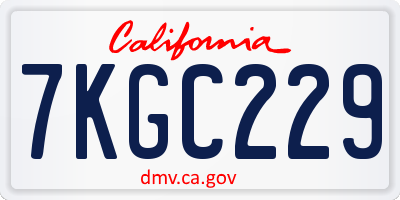 CA license plate 7KGC229