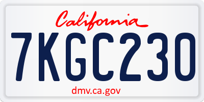CA license plate 7KGC230