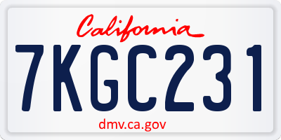 CA license plate 7KGC231