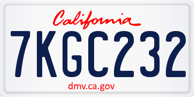 CA license plate 7KGC232