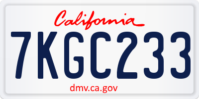 CA license plate 7KGC233