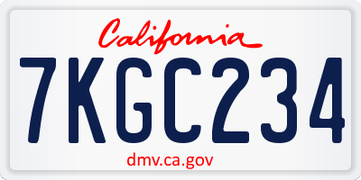 CA license plate 7KGC234