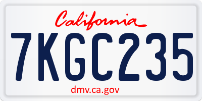 CA license plate 7KGC235