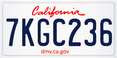 CA license plate 7KGC236