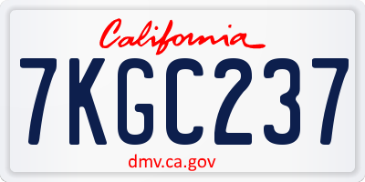 CA license plate 7KGC237