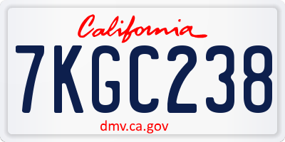 CA license plate 7KGC238