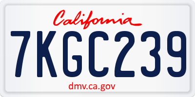 CA license plate 7KGC239