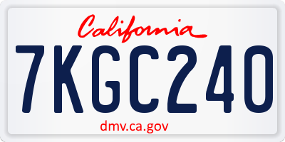 CA license plate 7KGC240