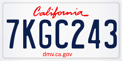 CA license plate 7KGC243