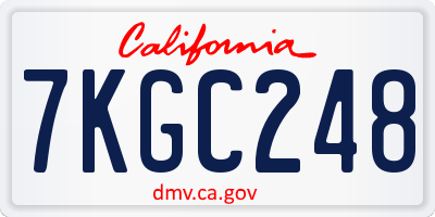 CA license plate 7KGC248