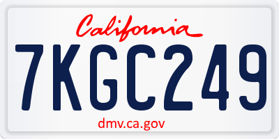 CA license plate 7KGC249