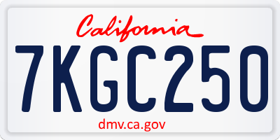 CA license plate 7KGC250