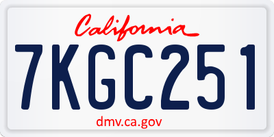 CA license plate 7KGC251