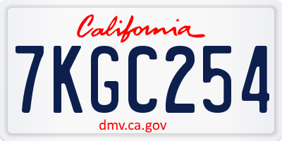 CA license plate 7KGC254