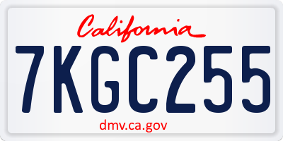 CA license plate 7KGC255