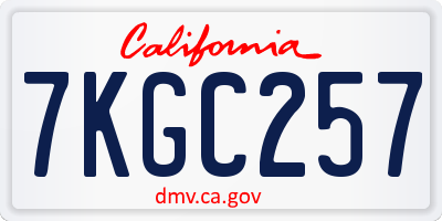 CA license plate 7KGC257