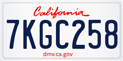 CA license plate 7KGC258