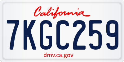 CA license plate 7KGC259