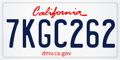 CA license plate 7KGC262