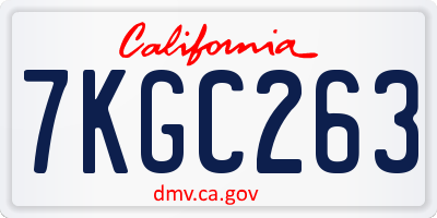 CA license plate 7KGC263