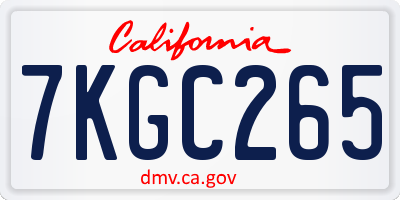 CA license plate 7KGC265
