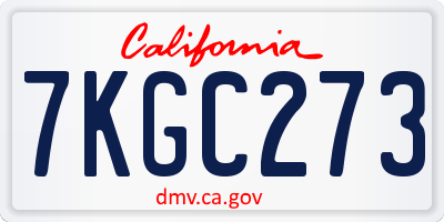 CA license plate 7KGC273