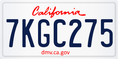 CA license plate 7KGC275