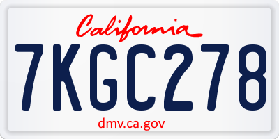 CA license plate 7KGC278