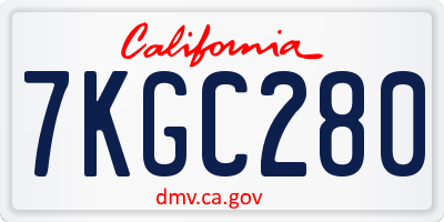 CA license plate 7KGC280