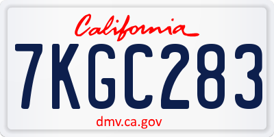 CA license plate 7KGC283