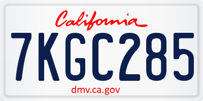 CA license plate 7KGC285