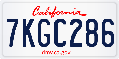 CA license plate 7KGC286