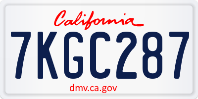 CA license plate 7KGC287