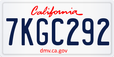 CA license plate 7KGC292