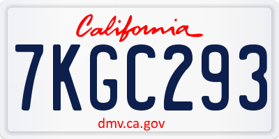 CA license plate 7KGC293