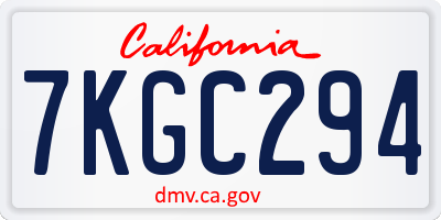 CA license plate 7KGC294