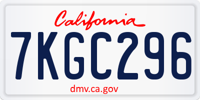 CA license plate 7KGC296