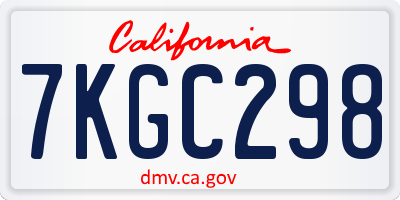CA license plate 7KGC298