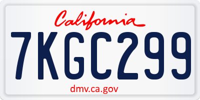 CA license plate 7KGC299
